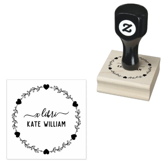 Botanisches Herz Exlibris Briefmarke Gummistempel (Stempel)