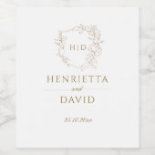 Botanisches Hochzeitgold-Wappen Weinetikett (Einzelnes Label)