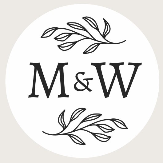 Botanisches Hochzeitscouple-Monogramm Runder Aufkleber