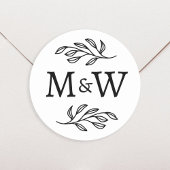 Botanisches Hochzeitscouple-Monogramm Runder Aufkleber