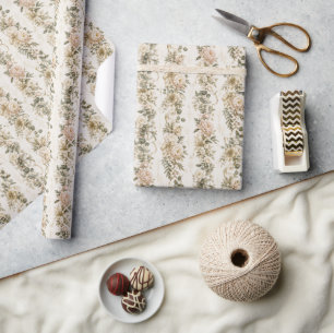 Botanisches Hochzeitsgeschenkpapier Roséfarbene Geschenkpapier