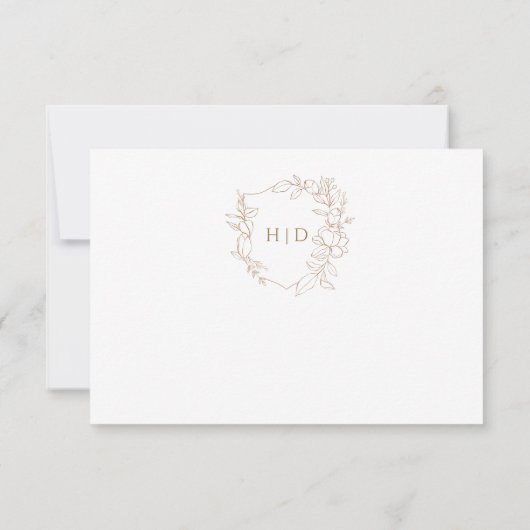 Botanisches Hochzeitsgold, elegant RSVP Karte (Rückseite)