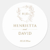 Botanisches Hochzeitsgold, elegant Runder Aufkleber (Vorderseite)