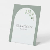 Botanisches Hochzeitsguestbook mit moderner Sage G Sockelschild (Vorderseite)