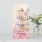 Botanisches Hochzeitsmenü der Rose Blush Menükarte (Stehend Vorderseite)