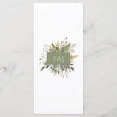 Botanisches Hochzeitsmenü für Wasserfarben Menükarte (Rückseite)