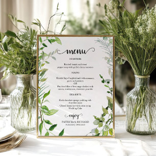 Botanisches Hochzeitsmenü im Grünen Poster