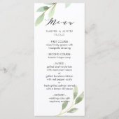 Botanisches Hochzeitsmenü in grünen Blättern Menükarte (Vorderseite)