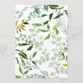 Botanisches Hochzeitsmenü Menükarte (Rückseite)