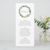 Botanisches Hochzeitsmenü mit Blattwerk Menükarte (Stehend Vorderseite)