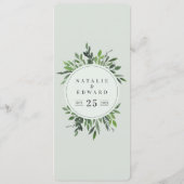 Botanisches Hochzeitsmenü mit Blattwerk Menükarte (Rückseite)