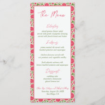 Botanisches Hochzeitsmenü von Bloom Pink Peony