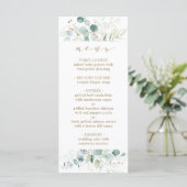 Botanisches Hochzeitsmenü von Gold und Green Menükarte (Stehend Vorderseite)