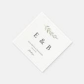 Botanisches Hochzeitsmonogramm Personalisiertes Gr Serviette (Ecke)
