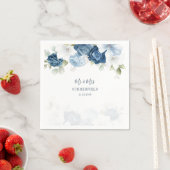 Botanisches Hochzeitspapier mit blauer Blumengrün Serviette (Beispiel)