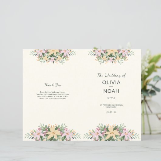 Botanisches Hochzeitsprogramm (Stehend Vorderseite)