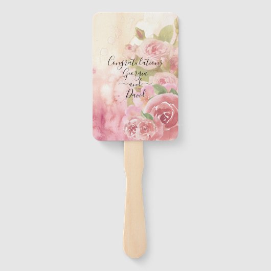 Botanisches Hochzeitsprogramm der Blush-Rose Fächer (Rückseite)