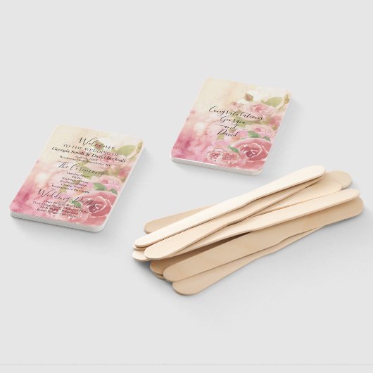 Botanisches Hochzeitsprogramm der Blush-Rose Fächer (Non-assembled)