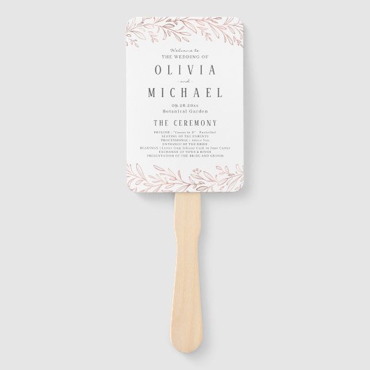 Botanisches Hochzeitsprogramm der Rose Fächer (Vorderseite)