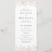 Botanisches Hochzeitsprogramm der Rose Menükarte (Vorderseite)