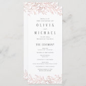 Botanisches Hochzeitsprogramm der Rose Menükarte (Vorne/Hinten)