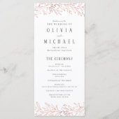 Botanisches Hochzeitsprogramm der Rose Menükarte (Vorderseite)