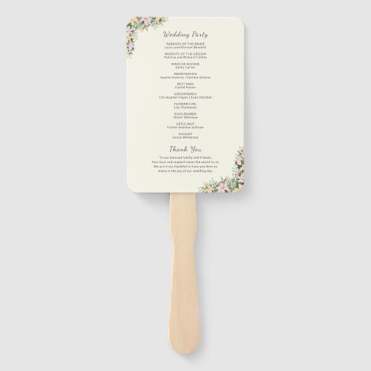 Botanisches Hochzeitsprogramm Fächer (Rückseite)