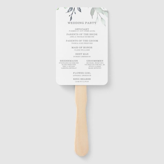 Botanisches Hochzeitsprogramm Fächer (Rückseite)