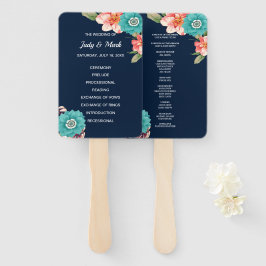 Botanisches Hochzeitsprogramm für Blaue und Rosa F Fächer