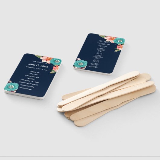 Botanisches Hochzeitsprogramm für Blaue und Rosa F Fächer (Non-assembled)