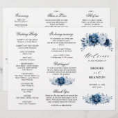 Botanisches Hochzeitsprogramm für die Blauschiefer (Vorne/Hinten)