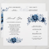 Botanisches Hochzeitsprogramm für die Blauschiefer (Vorne/Hinten)
