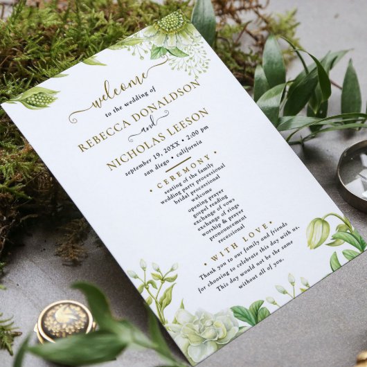 Botanisches Hochzeitsprogramm für elegante Blume i