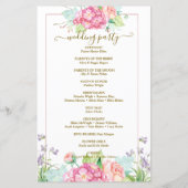 Botanisches Hochzeitsprogramm für elegante Niedlic (Rückseite)