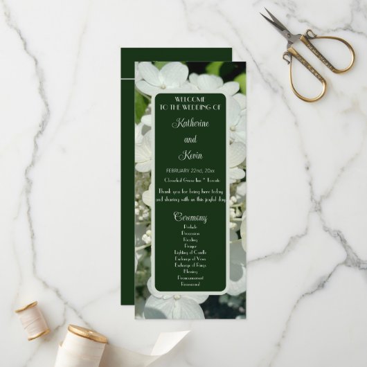 Botanisches Hochzeitsprogramm für Elegantholz Programm (Vorderseite/Rückseite Beispiel)