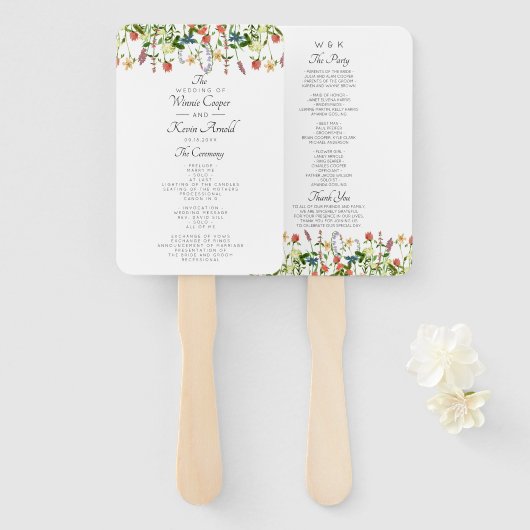 Botanisches Hochzeitsprogramm für Flora und Fauna Fächer (Vorne und Hinten)