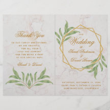 Botanisches Hochzeitsprogramm für geometrische Grü