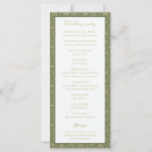 Botanisches Hochzeitsprogramm für grüne Flora (Rückseite)