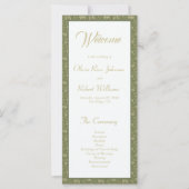 Botanisches Hochzeitsprogramm für grüne Flora (Vorderseite)