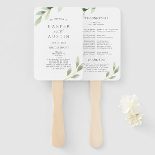 Botanisches Hochzeitsprogramm für Grünfolien Fächer