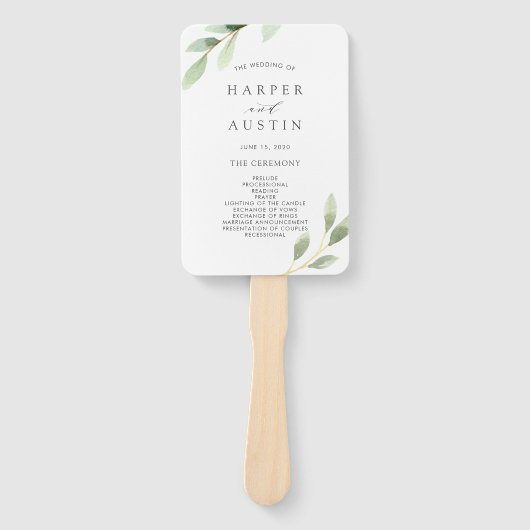 Botanisches Hochzeitsprogramm für Grünfolien Fächer (Vorderseite)