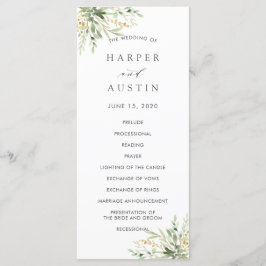 Botanisches Hochzeitsprogramm für Grünfolien Programm