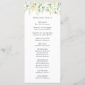 Botanisches Hochzeitsprogramm für Grünfolien Programm (Rückseite)