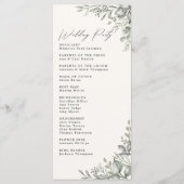 Botanisches Hochzeitsprogramm für Mutes Grünes Elf Programm (Rückseite)