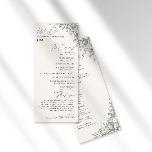 Botanisches Hochzeitsprogramm für Mutes Grünes Elf Programm