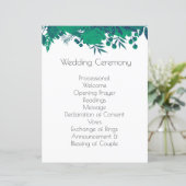 Botanisches Hochzeitsprogramm für Navy Blue und De (Stehend Vorderseite)