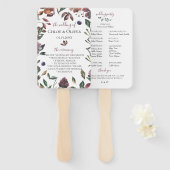Botanisches Hochzeitsprogramm für Rustikale Fächer (Vorne und Hinten)