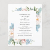Botanisches Hochzeitsprogramm für sanft-blaue Blum (Vorderseite)