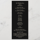 Botanisches Hochzeitsprogramm für Schwarz und Gold Programm (Rückseite)