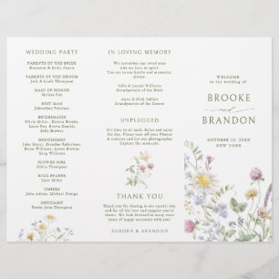 Botanisches Hochzeitsprogramm für Soft Pastel-Wild